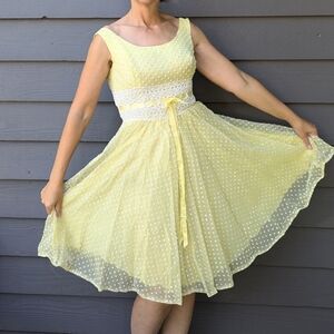1950's 1960's SWISS DOT DRESS vintage party XS